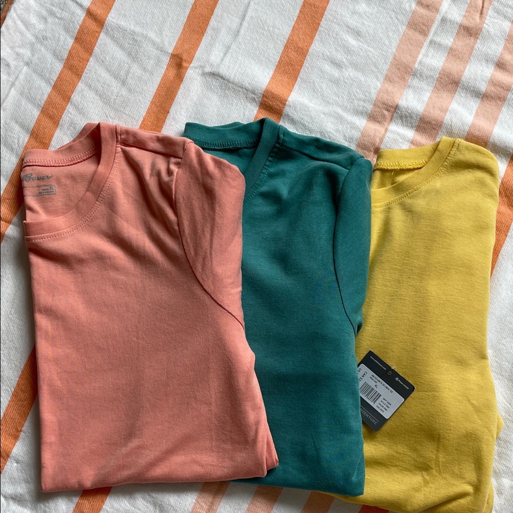 Eddie Bauer Short Sleeve Tees — Coral, Teal, Yellow (3-Pack) - Picture 2 of 4